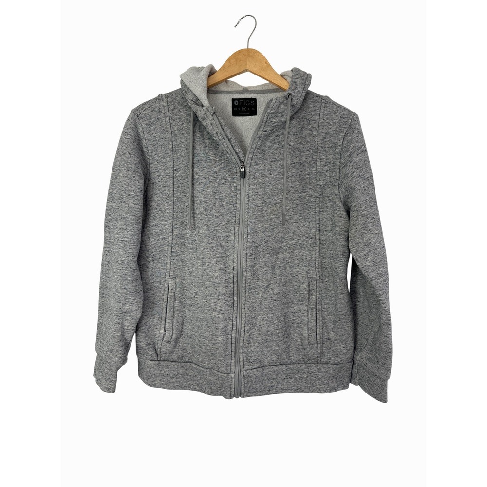 FIGS Hoodie Sweatshirt Womens M Gray Full Zip Fleece Lined Workwear Jacket Work